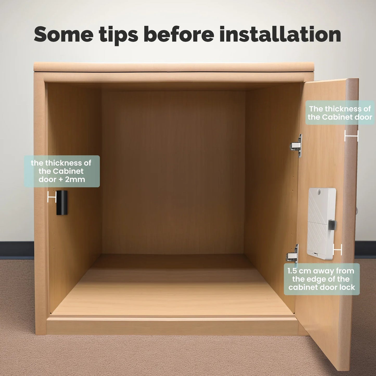 MOES Tuya Smart Lock Bluetooth Keyless Entry with IC Card & APP Control Real-Time Alerts for Cabinet Drawer Wood Door Locker