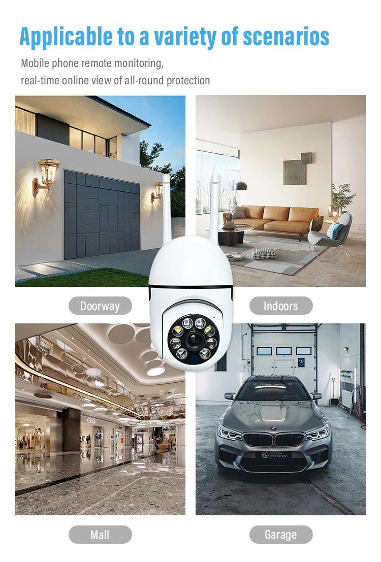 360°Rotating Security Camera – Wireless WiFi Indoor/Outdoor HD Night Vision Human Tracking 2-Way Talk APP Control Cloud Storage