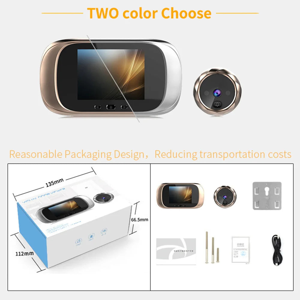 2.8 Inch Video Doorbell Peephole Camera 90 Degrees Doorbell Motion Detection Eye Digital LCD Door Monitoring Electronic Cat Eye