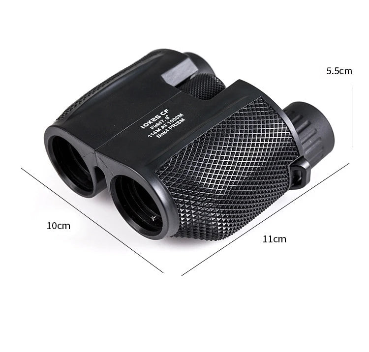 Binoculars 10X25 HD Mini Portable Telescope BAK4 FMC Coated Telescope Outdoor Bird Watching Hunting Travel Camping Ball Game