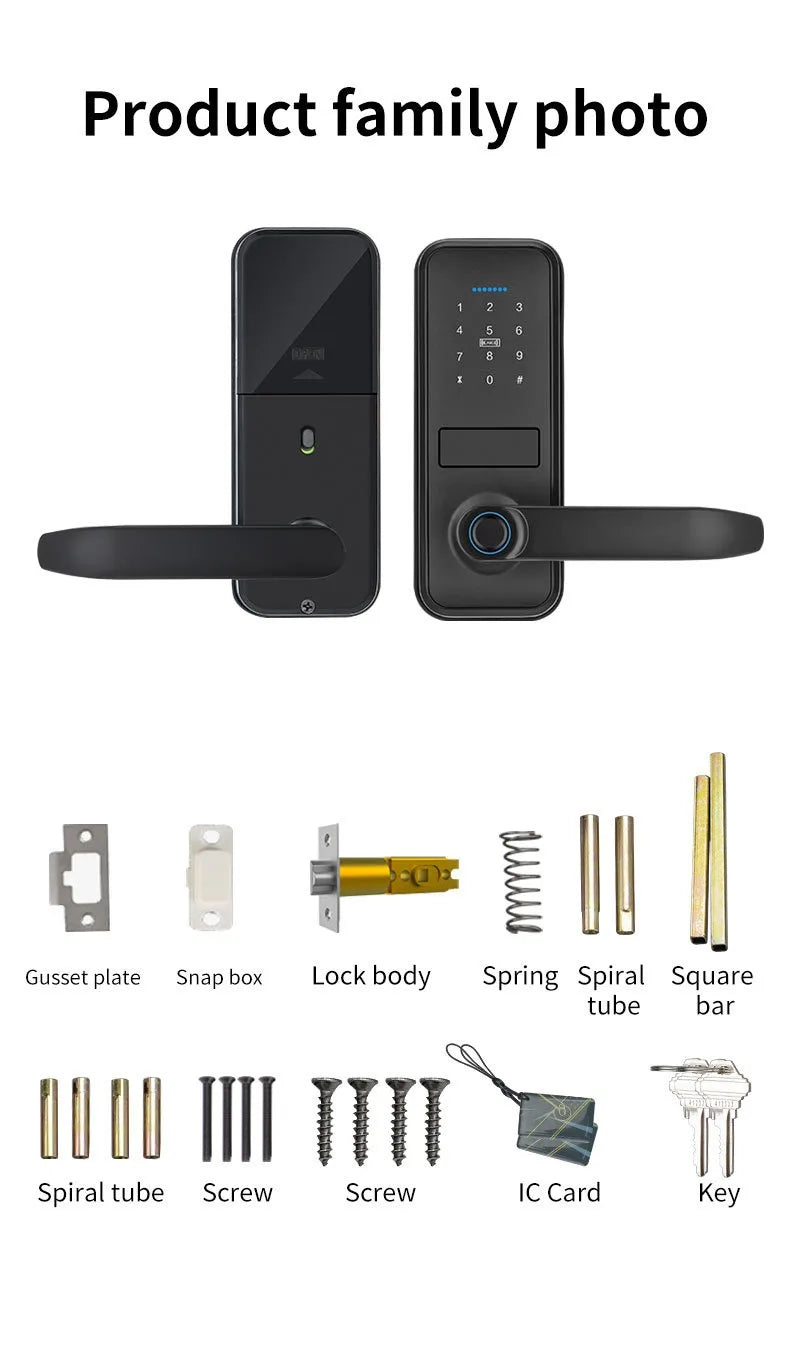 Tuya TTlock Smart Door Lock Fingerprint Door Lock Password Fingerprint IC Card Key APP Remote Unlock Eletronico Digital 도어락