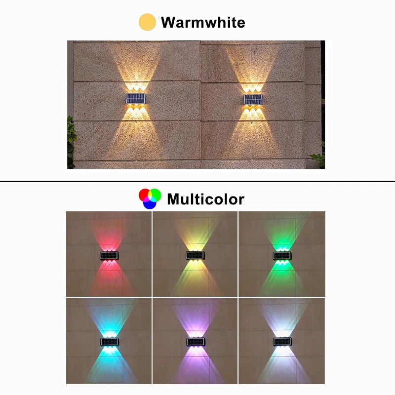 4/6/8LED Solar Wall Spotlight Outdoor Upper And Lower Lighting Solar Powered Waterproof Streetlight for Balcony Courtyard Garden