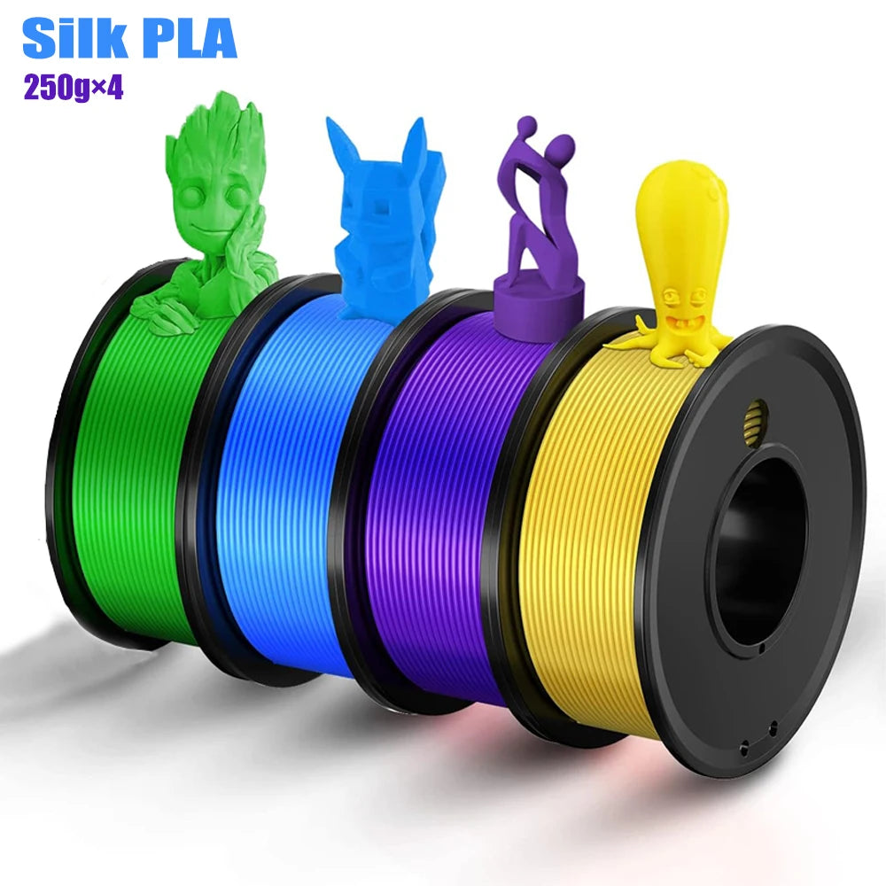 3D Printer Filament 4 Colors Green Blue Yellow Purple Filiment1.75 Accuracy ±0.02mm 250G X 4