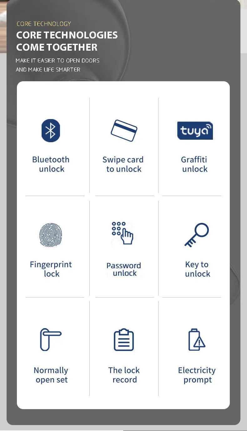 Smart Fingerprint Door Lock Handle for Home Apartment With Key card Digital Door Lock Keypad Keyless Entry electronic lock