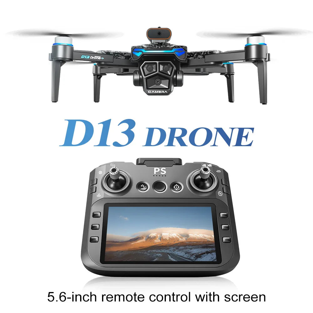 Aircraft Foreign Trade New D13 Drone with 5.6-inch Screen Control Brushless Quadcopter Obstacle Avoidance Remote-controlled