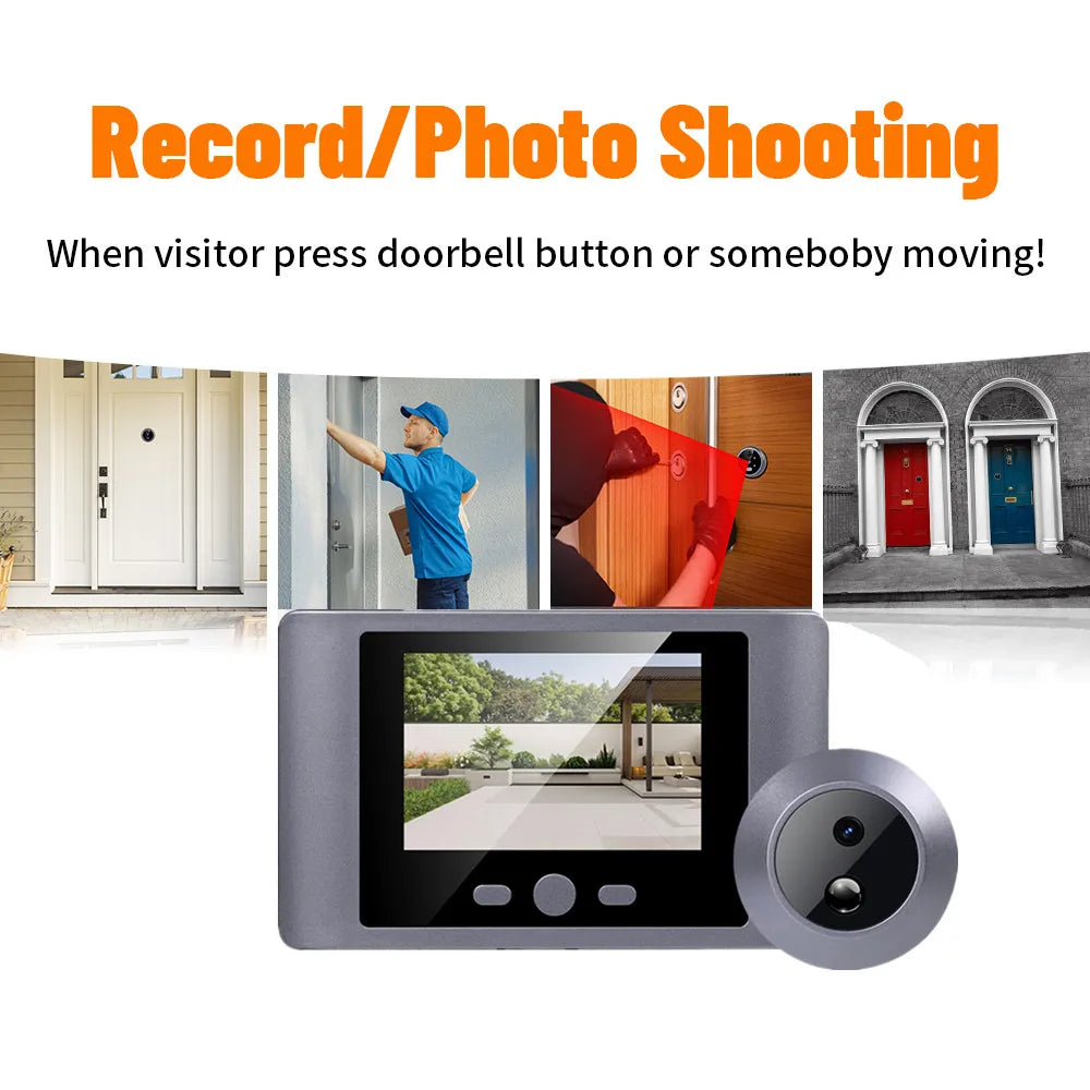 Wireless Home Security Peephole Video Doorbells 480P Digital Door Peepholes with Camera Mic Support Video Record No APP No Wifi