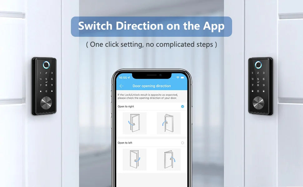 Smart Deadbolt Locks for Front Door Alexa WiFi TTlock App Biometric Fingerprint keyless Entry Keypad door lock with Gateway