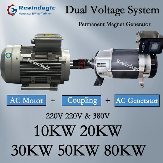 High Power 10000W 20KW 30KW Alternator 220V 380V AC Output Stable Voltage Permanent Magnet Generator With Dual Voltage System