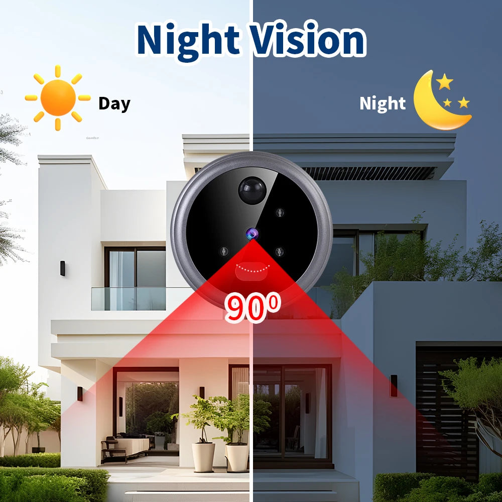 Wireless Home Security Peephole Video Doorbells 480P Digital Door Peepholes with Camera Mic Support Video Record No APP No Wifi