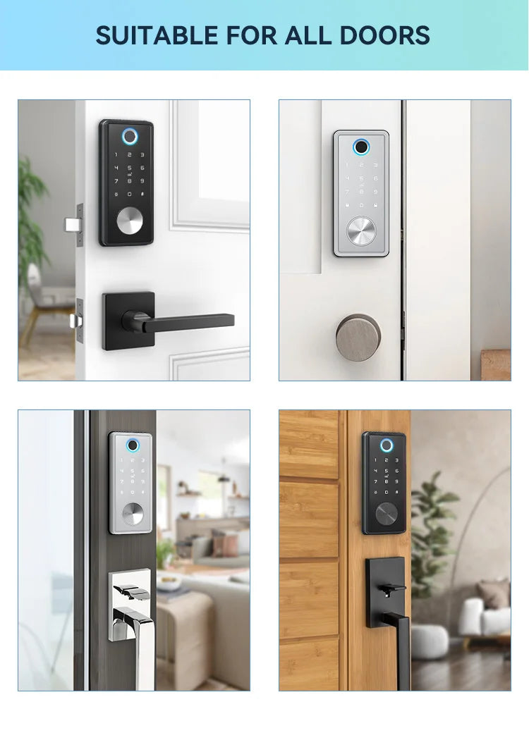 Smart Deadbolt Locks for Front Door Alexa WiFi TTlock App Biometric Fingerprint keyless Entry Keypad door lock with Gateway