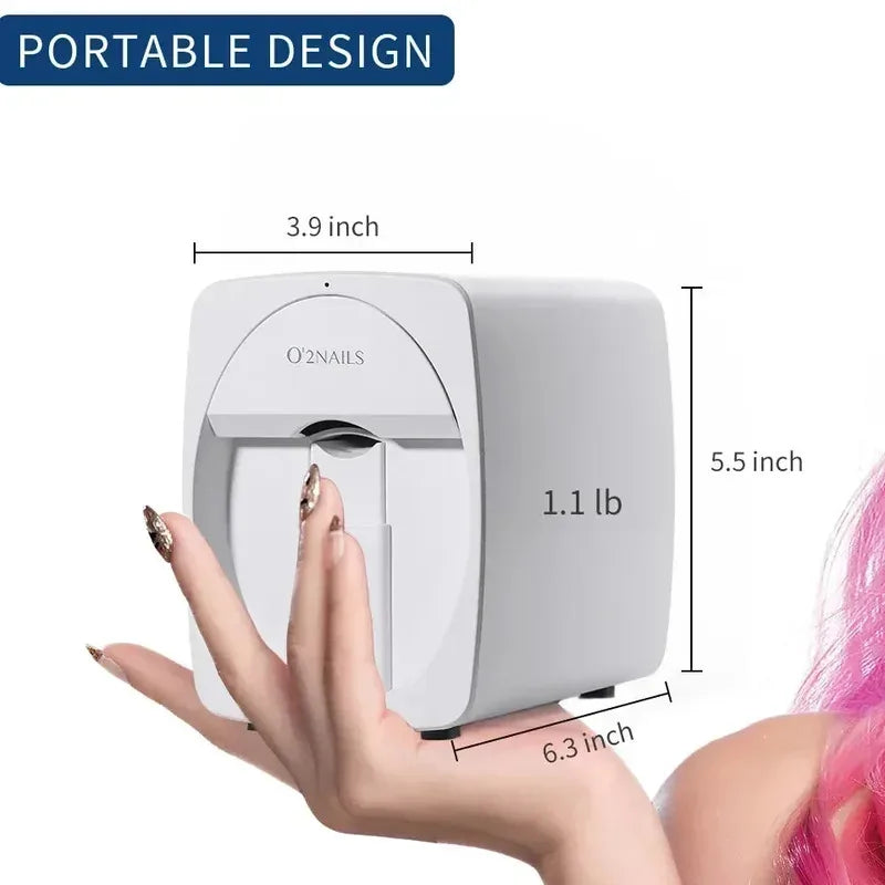 Smart Nail Printer Portable 3D Mobile Nail Painting Machine 2400 DPI Printing Resolution WiFi/DIY Support for Home Beauty Salon