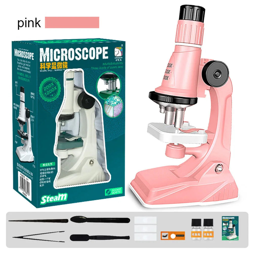 Microscope Portable 1200x HD Eyepiece Kids Science Education Experiment Exploration Set Gift Toys