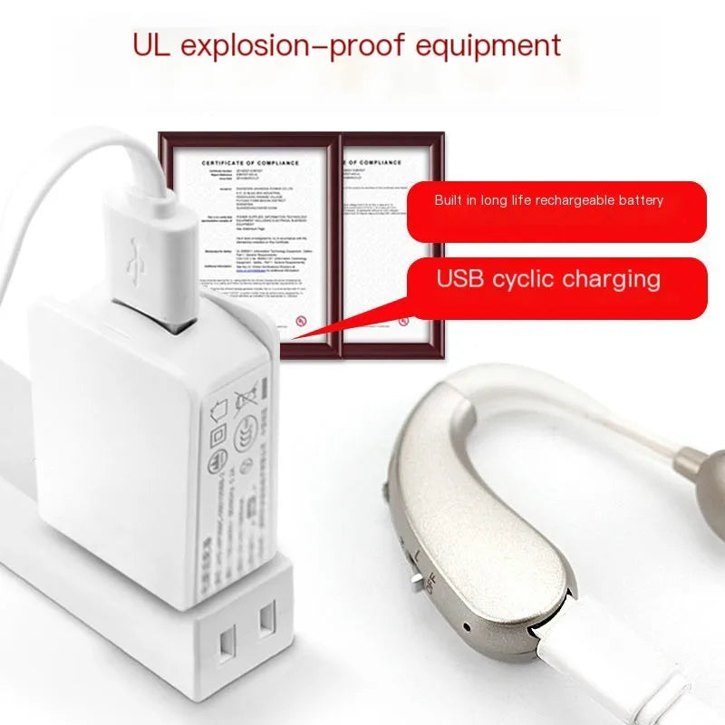 Hearing Aid Earphones Ear Hook Charging Comfort Assisted Listening Headset Dual Sound Sound Amplifier For Elderly People