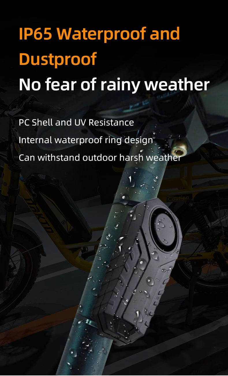 Anti-theft Alarm for Motorbike/Bicycle 113db High Volume Vibration Wireless Remote Control Electric Bell Sound Find A Vehicle