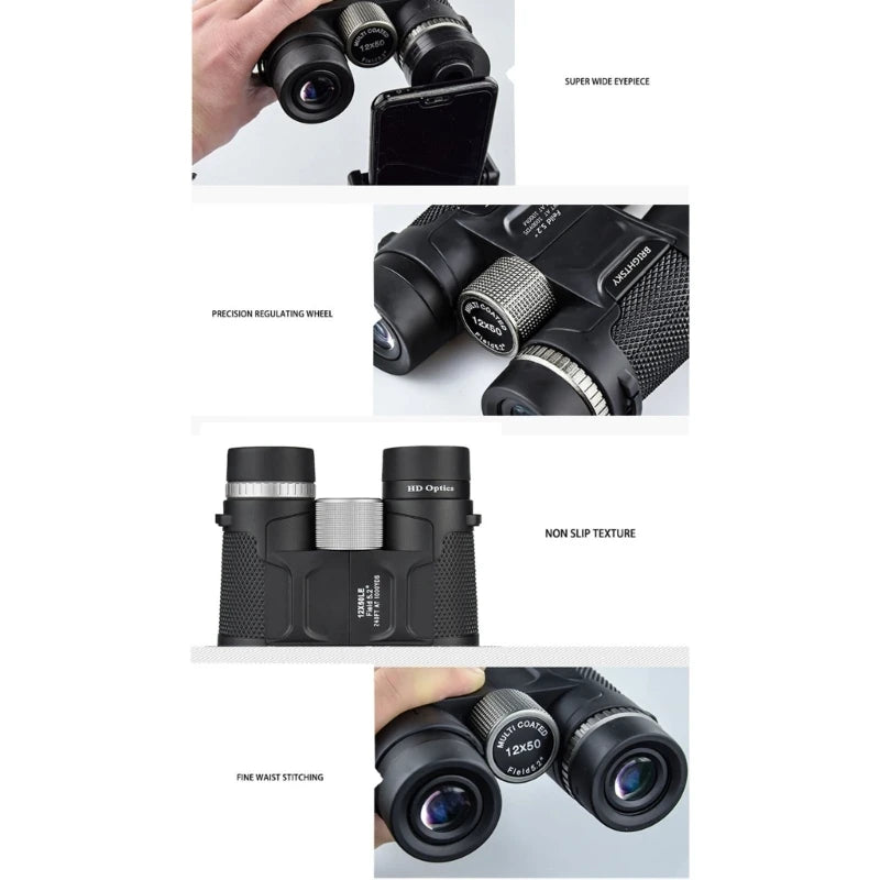 12x50 High-Power Binoculars for Adults,Compact Professional/ Waterproof Binoculars for Camping