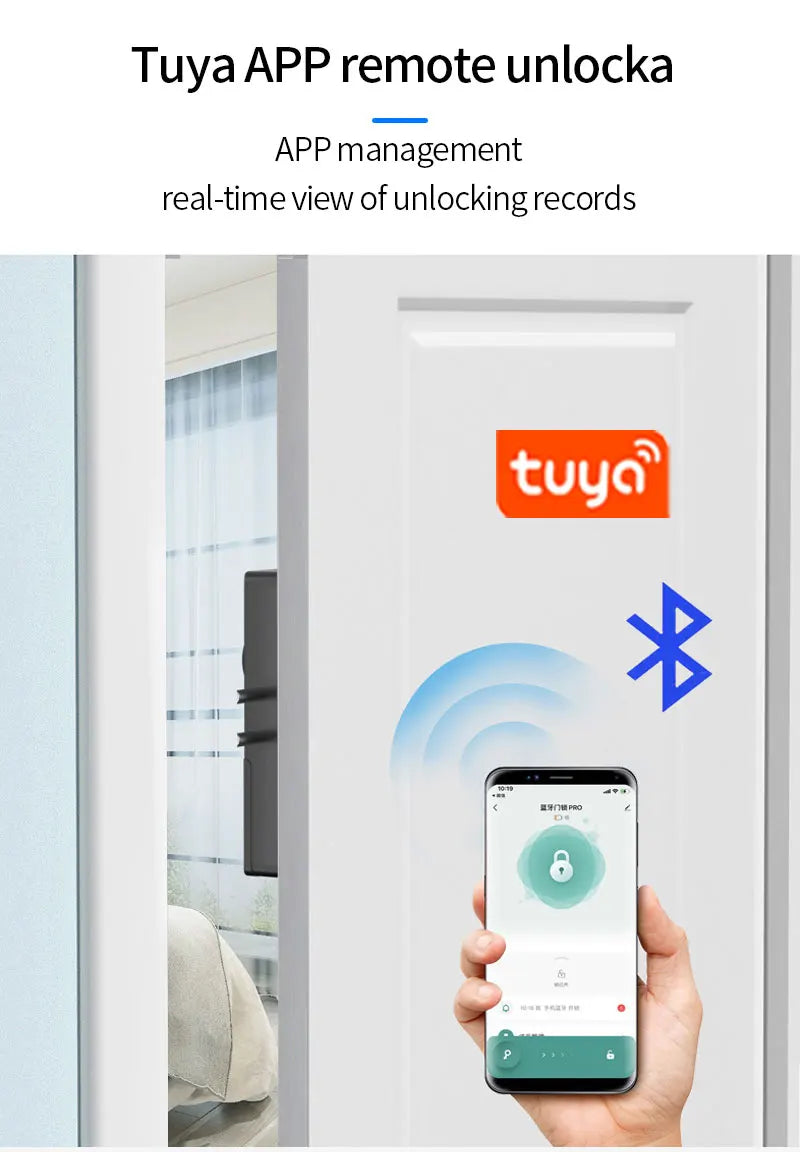 Smart Electric Motor Lock With Tuya App Keyless Entry Door Lock Concealed Invisible Installation IC Card Lock for Wooden Door