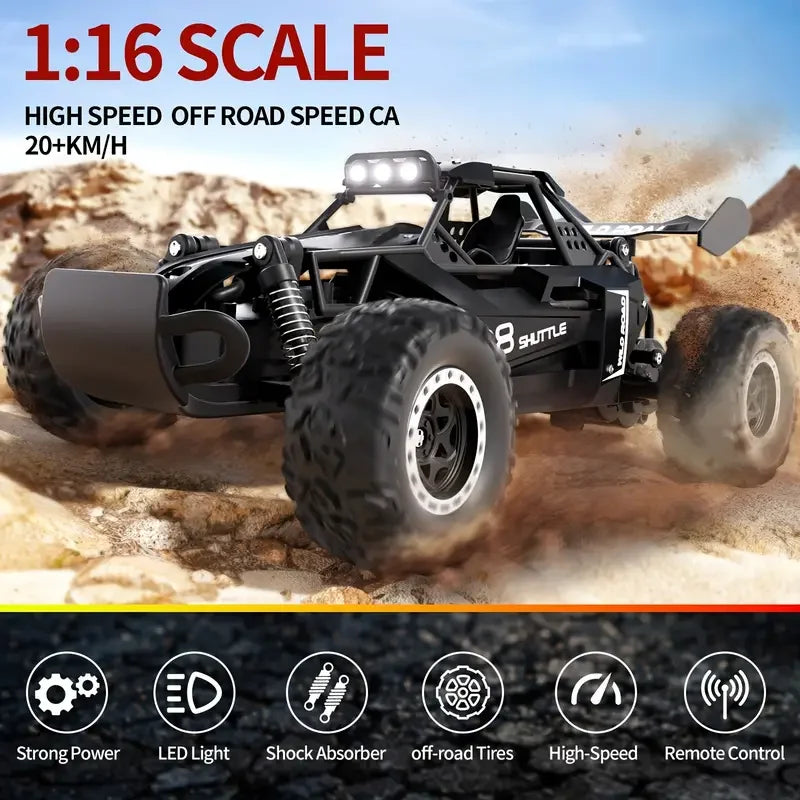 NEW RC Cars 20KM/H Remote Control Car Truck 2.4Ghz 1:16 All Terrain Off-Road Car with LED Headlight Vehicles Toys Birthday Gifts