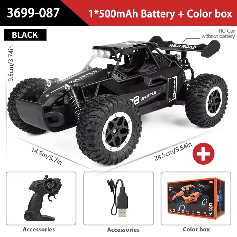 RC Car Truck 1:16 2.4Ghz All Terrain Off-Road Monster High Speed 20KM/h Remote Control Car with LED Headlights Toy Birthday Gift