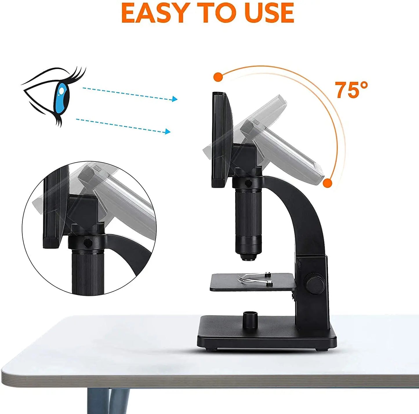 Biological Microscope Dual Lens 2000X 7" IPS HD1080P Digital Microscopes For Soldering Study With Remote Control