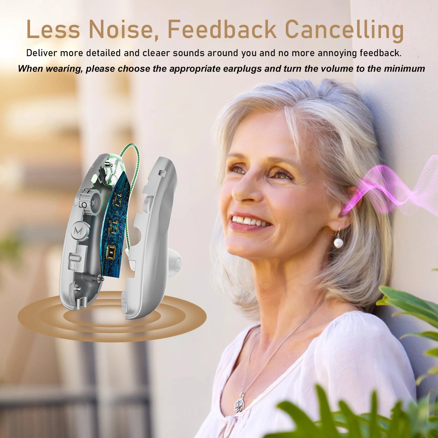 Hearing Aids Invisible with Long-Lasting Charging Case for Seniors with Smart NoiseCancellation,Completely-In-Canal Hearing Aid