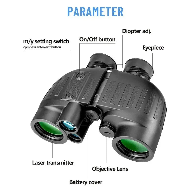 1500m Marine Binoculars for Adults 8x40 with Rangefinder and Compass IP65 Waterproof Marine UHD Binoculars Field of View 8°,