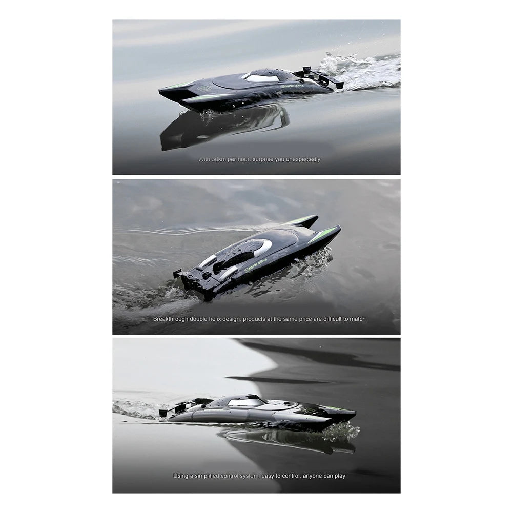 RC Racing Boat For Adults - 2.4 Ghz RC Boat High Speed Electronic Remote Control Boat For Kids Durable Easy Install Blackb87b