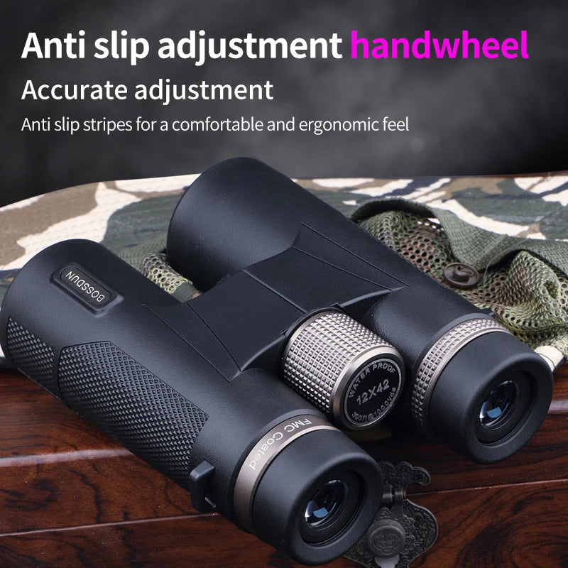 12x42 HD Professional Binoculars with ED Lens BAK4 Prism Waterproof Metal Body for Birdwatching Hunting Camping Travel Outdoor