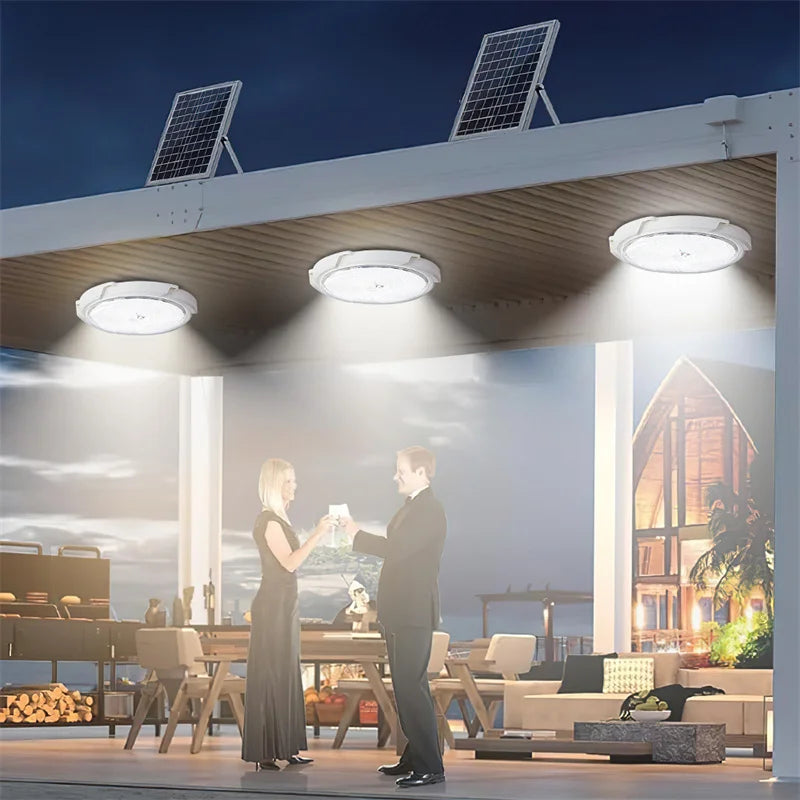 Solar Outdoor Ceiling Lights LED Security Lights with Remote Control Waterproof Solar Flood Wall Lights for Garden Ceiling lamps