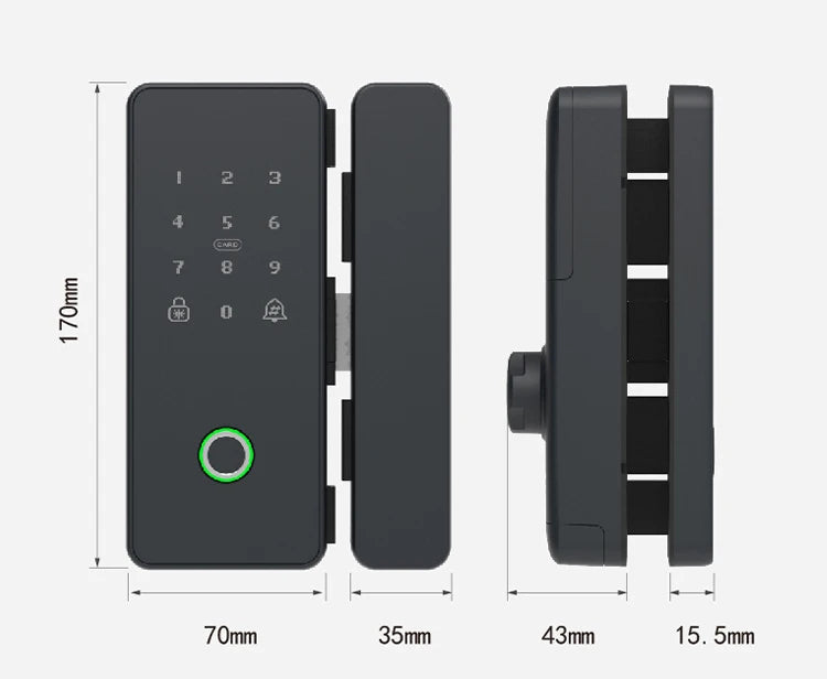 TYSH Fingerprint Smart Door Lock Digital Electronic Lock Glass Door Lock Front Door Wifi Smart Lock Door Tuya Smart Home