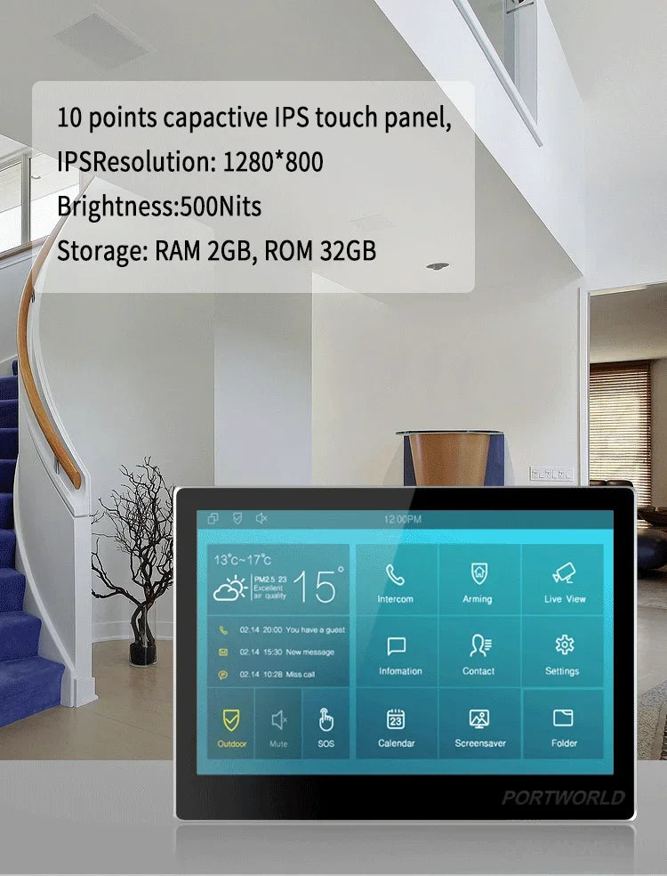 Smart Home Automation 10 Inch IPS Touch Screen Landscape Display Android AIO POE Tablet Inwall Mount