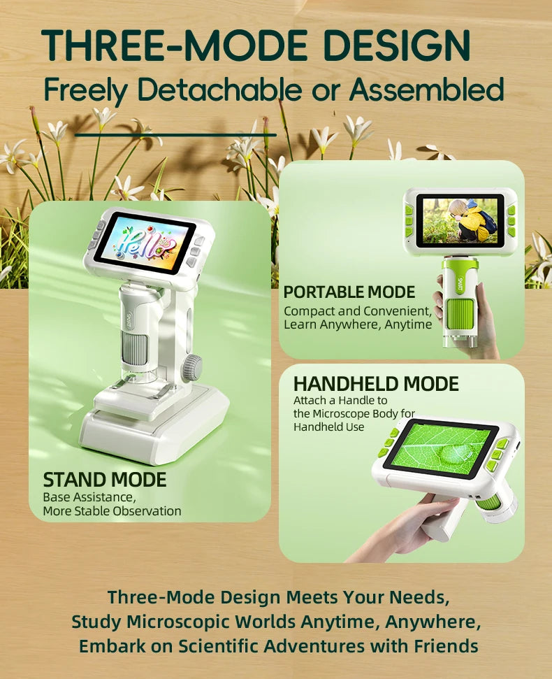 Microscope for Kids Children Microscope with 3.97 Inch Screen 1600x Zoom Mini Handheld Microscope Camera Christmas Birthday Gift