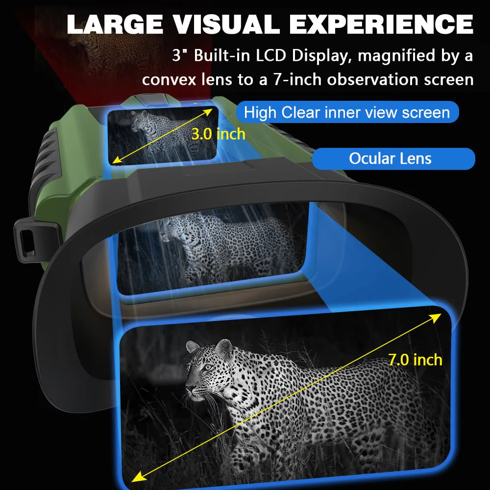 Night Vision Binoculars for Adults with Full Color Night Vision Backlit Buttons 4x Optical Zoom 8x Digital Zoom 250-300m Viewing