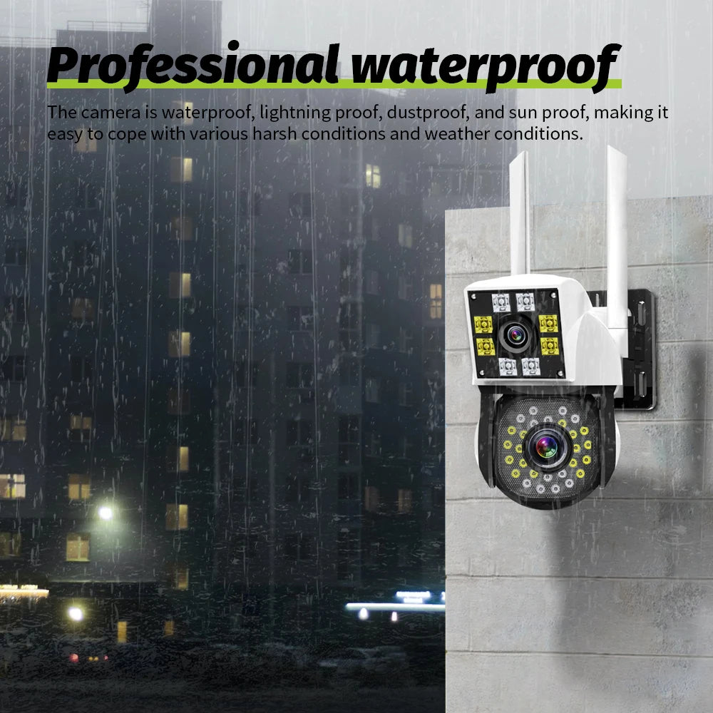 4K 8MP WiFi Security Camera Outdoor 1080P Dual Lens Dual Screen Camera Ai Human Automatic Tracking CCTV Dual Lens Camera