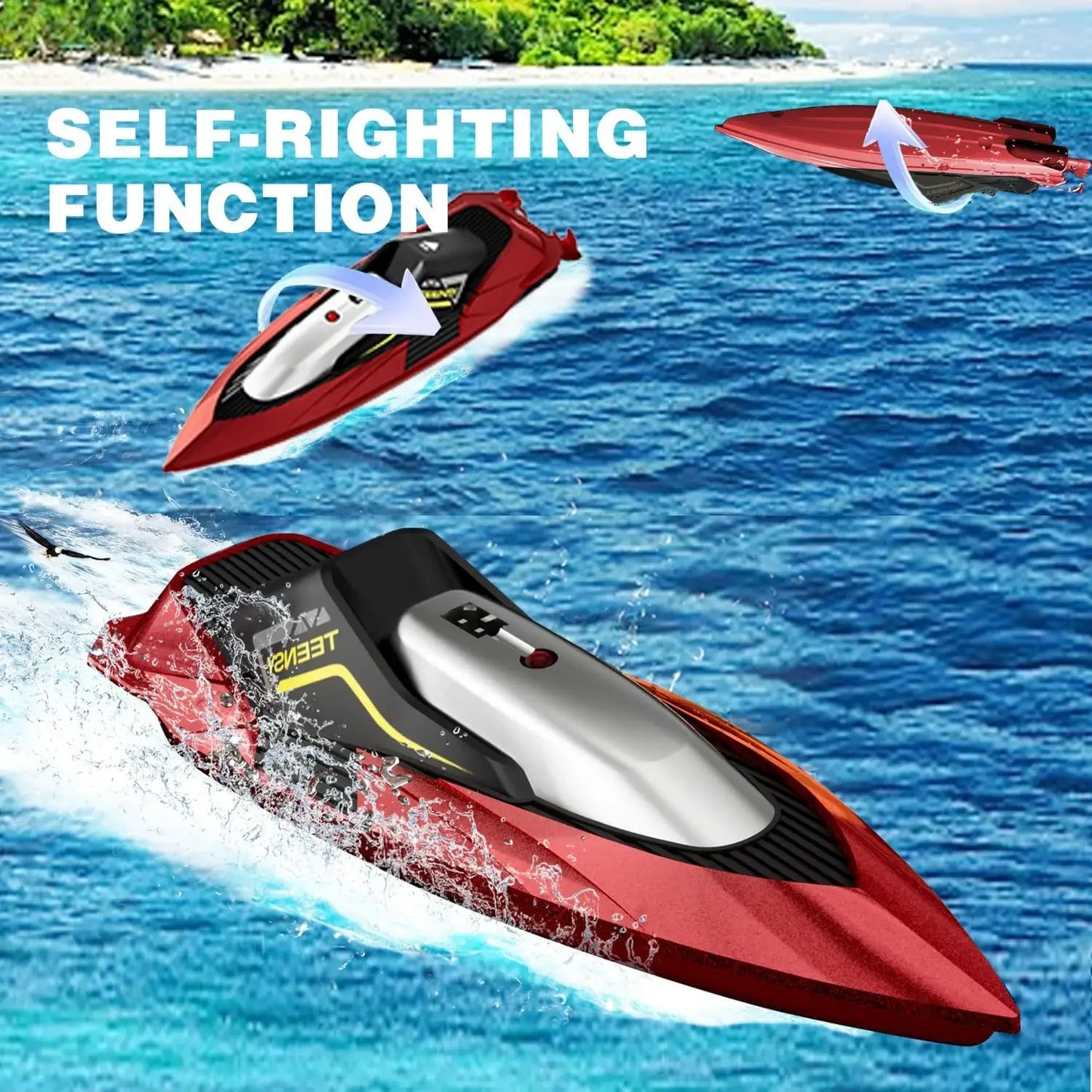 2.4G Remote Control Boat Dual Motor 10km/h High Speed Radio Remote Controlled Speedboat Mini RC Boat Summer Water Toy Pool Toys