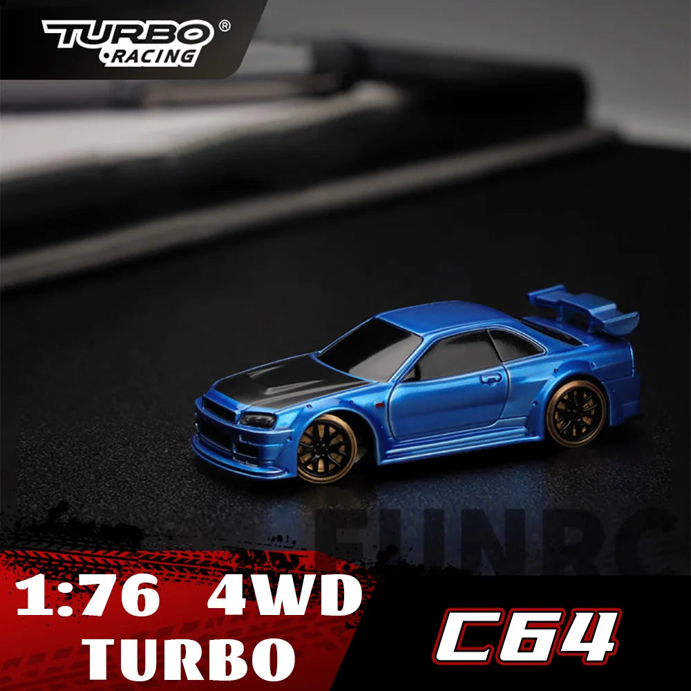 Turbo Racing RC CAR 1/76 C64 Mini Drift RC Car With Gyro Radio Full Proportional Remote Control Toys RTR Kit For Kids and Adults