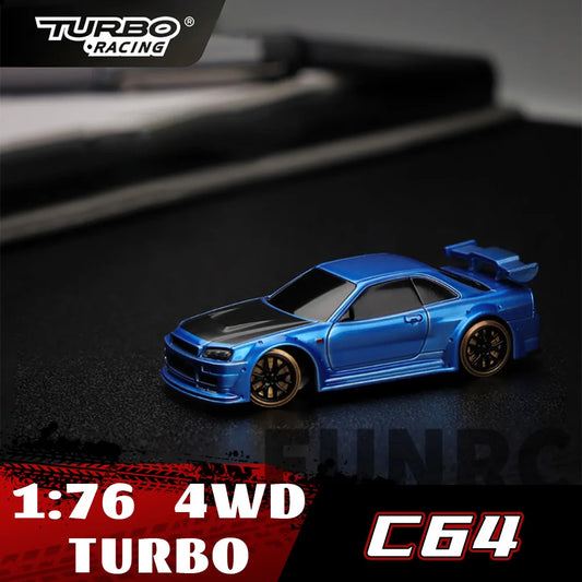 Turbo Racing RC CAR 1/76 C64 Mini Drift RC Car With Gyro Radio Full Proportional Remote Control Toys RTR Kit For Kids and Adults