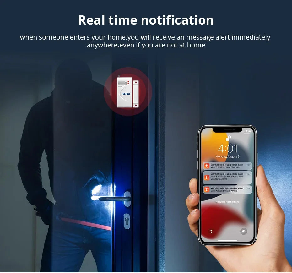 KERUI Siren Alarm System Tuya Smart WiFi 110db Loudly Speaker Alarm Burglar Home Security Alarm With Motion Door Window Sensor