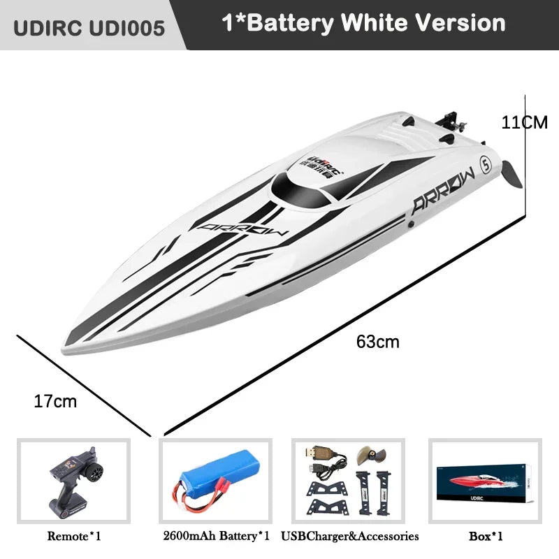 UdiRC UDI005 RC Boat 2.4GHz 50Km/H High Speed Waterproof Radio Control Boat Brushless RC Speedboat Pvc Boat Toys Gift For Kids