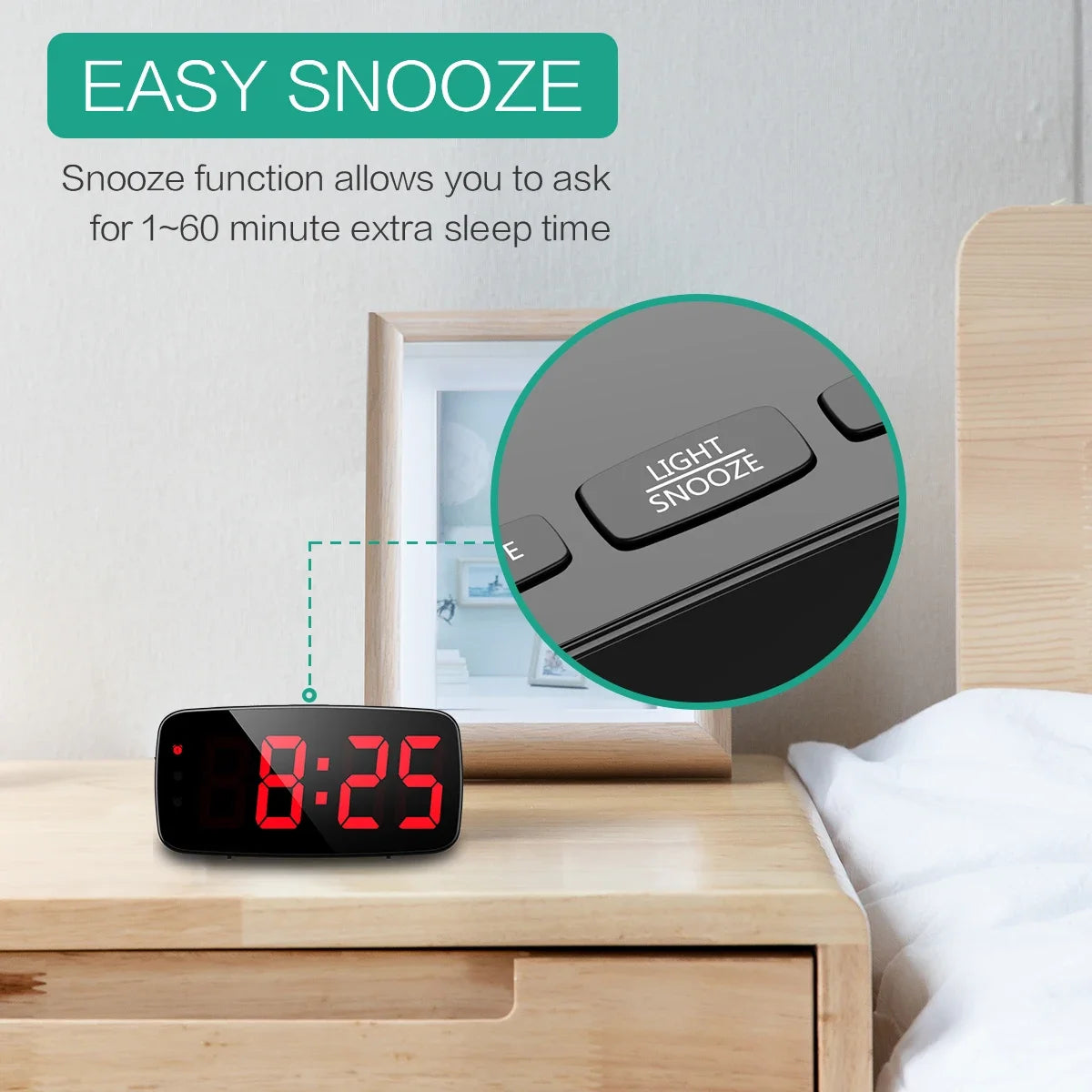 Alarm Clock Digital LED Clock Voice Control Snooze Time Temperature Display Night Mode Reloj Despertador Desktop Clocks