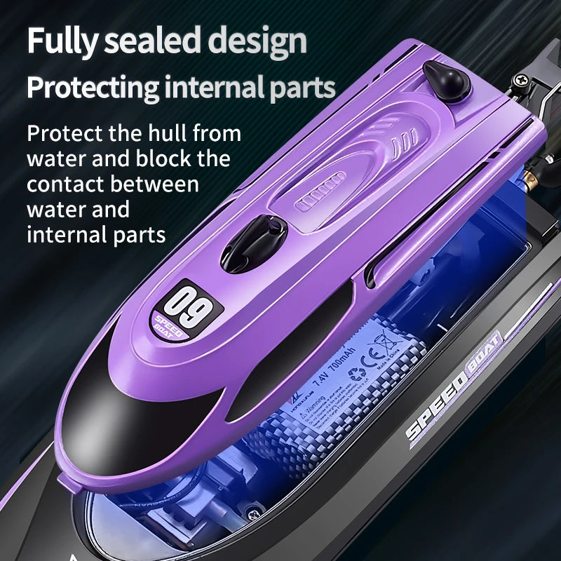 RC Boat, 2.4GHz RC Boats For Pool And Lakes, Boat Bath Toys, 25km/h High Speed Ultra-distance control LED Light Speedboat