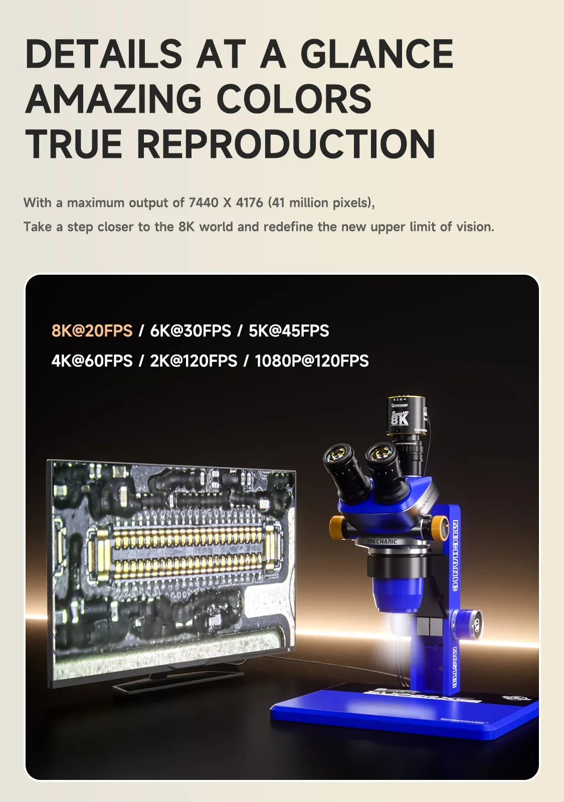 MECHANIC MOS 8K Microscope HD Industrial Camera Video 41 Million Pixels Microscope Camera for Electronics PCB Soldering Repair