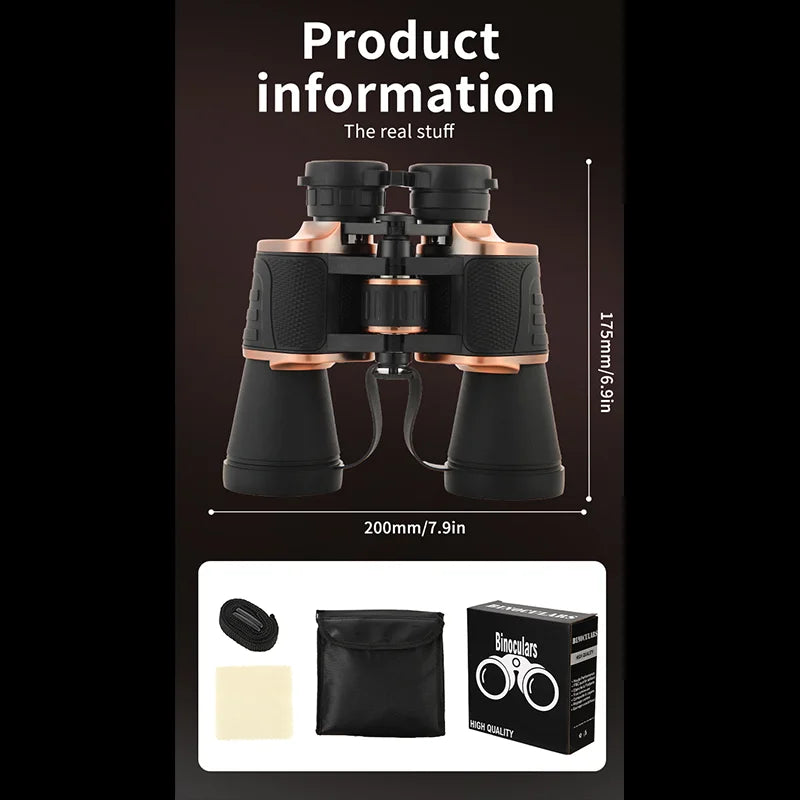 Bronze-colored high-definition 10x 10X50 binoculars, FCM broadband coated, 50MM large objective lens, 25MM large eyepiece