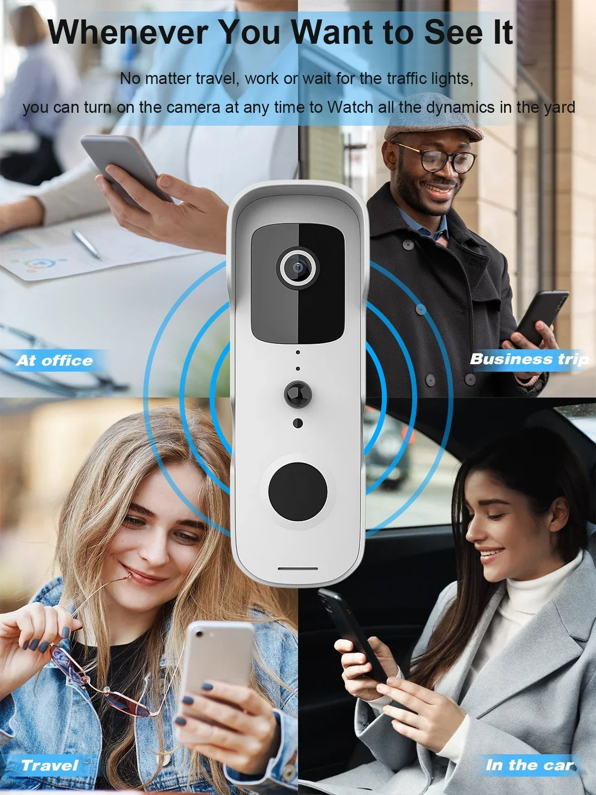 Smart Video Doorbell Waterproof Night Vision Door Viewer 1080P FHD Camera Digital Visual Intercom WIFI 2.4G Tuya Door Bell