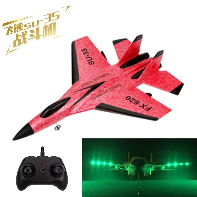F22 Raptor RC Plane 2.4G 2CH Remote Control Flying Glider With LED Lights EPP Foam Airplane Toys For Children Gifts FX620