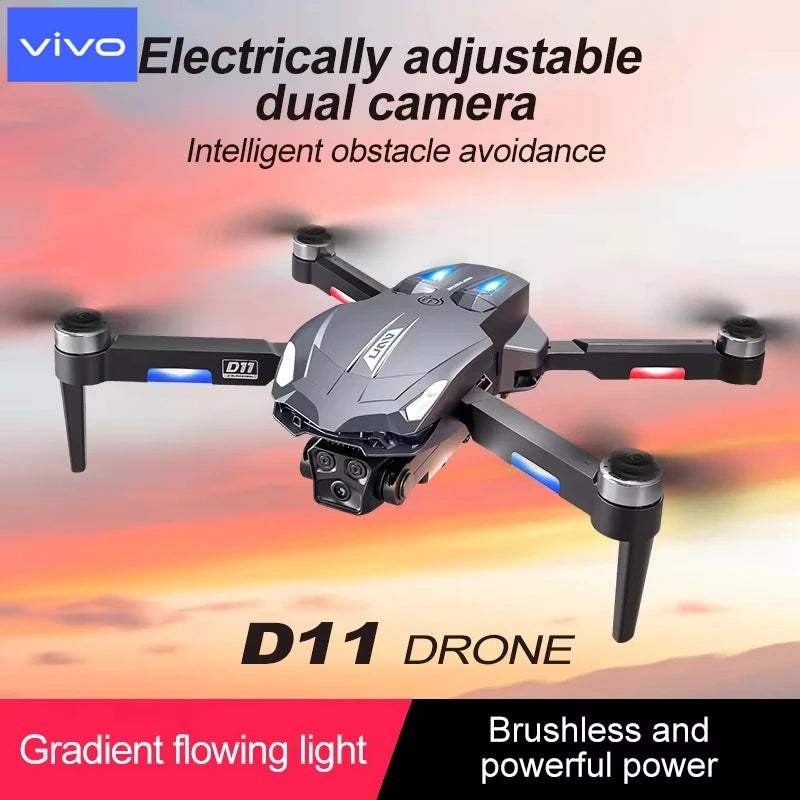 VIVO D11 Drone 8K Aerial HD Gradient Flowing Light Dual-Camera Omnidirectional Obstacle Avoidance Brushless Motor GPS UAV