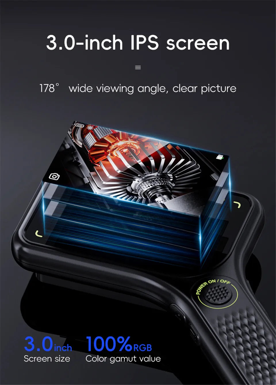 500X Digital Microscope 3-inch IPS Handheld Microscope Magnifier 2 Megapixel Magnifying Glass with 8Leds for Electronics Repair