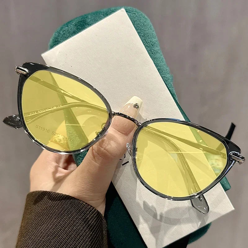 Night Vision Myopia Glasses Cat Eye Near Sight Eyewear for Driving Finished Prescription Eyewear Unisex Diopters 0 To -4.0