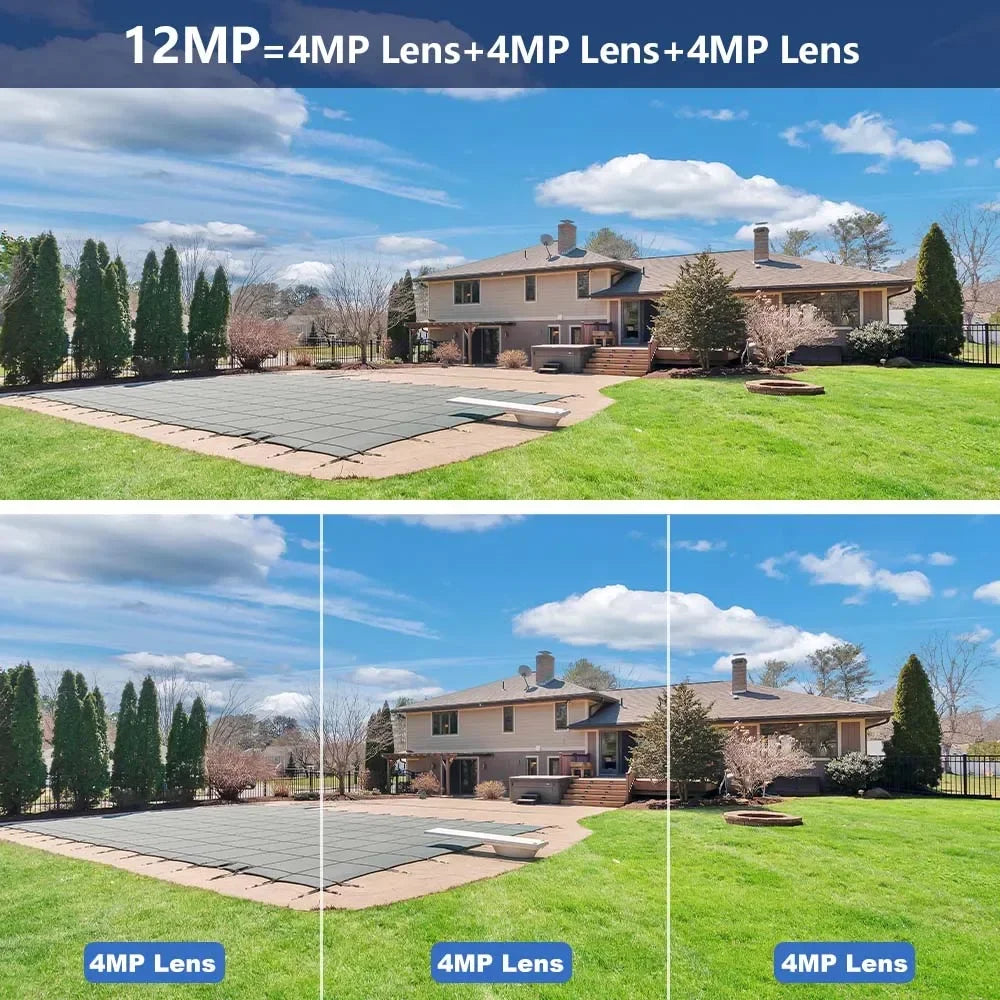 ICSEE Smart WIFI Security Camera 12MP 8K Three Lens 8X Zoom Outdoor HD Video Surveillance IP Cameras IPTV CCTV PTZ Auto Tracking