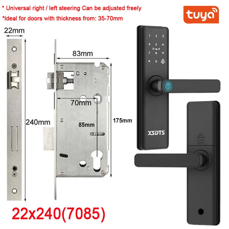 New Smart Door Lock With Tuya APP Digital Electronic Lock Smart Home Wooden Door Lock Biometric Fingerprint