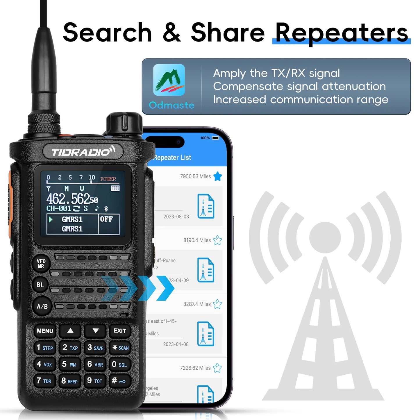 TIDRADIO 2nd Gen TD-H8 10W Professional Walkie Talkie Portable Long Range Radio Phone Wireless Programmable Search Repeaters